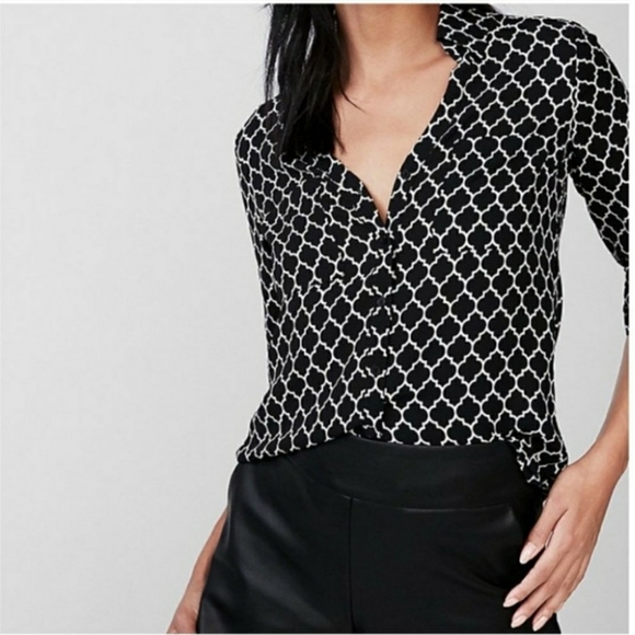 EXPRESS Slim Fit Portofino Roll Tab Button Up L - Picture 2 of 8